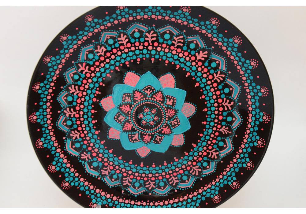 Hand-Painted Ceramic Plates Mandalla Pattern